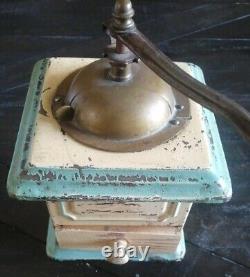 Vintage Pair of Coffee Bean Grinders-Country kitchen Decor Metal Brass Wood