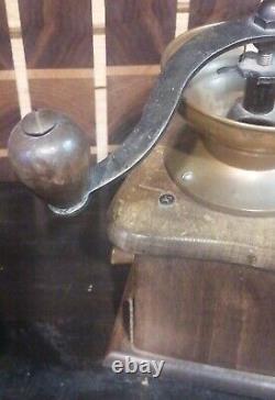 Vintage Pair of Coffee Bean Grinders-Country kitchen Decor Metal Brass Wood