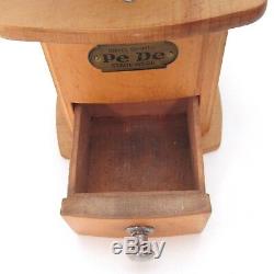 Vintage PeDe Dienes Hand Crank Coffee Mill Wood Stahl-Werk Drawer Grinder German
