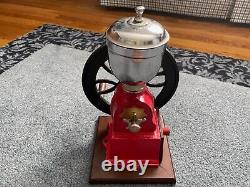 Vintage Red Cast Iron Single Side Wheel MANUAL Coffee Grinder