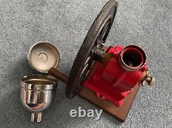 Vintage Red Cast Iron Single Side Wheel MANUAL Coffee Grinder