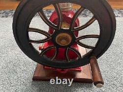 Vintage Red Cast Iron Single Side Wheel MANUAL Coffee Grinder