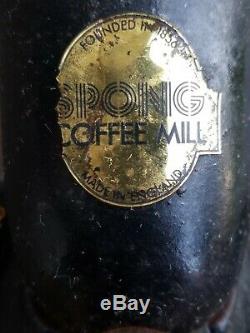 Vintage Spong & C. Ltd Hand Crank No. 2 Coffee Grinder Mill Made In England