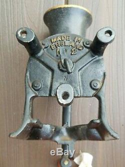 Vintage Spong & C. Ltd Hand Crank No. 2 Coffee Grinder Mill Made In England
