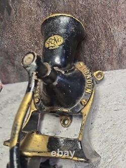 Vintage Spong & Co Ltd Black and Gold Cast Iron No 2 Coffee Mill, Made In London