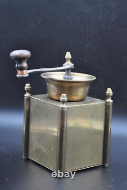 Vintage Unique Piece Handmade Coffee Mill In Brass