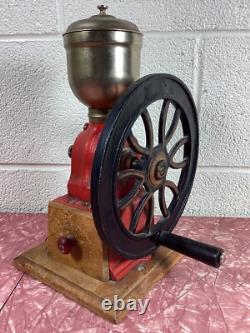 Vintage Used Elma Coffee Grinder Cast Iron Antique With Drawer And Hopper