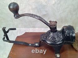 Vintage W H Company Coffee Grinder on Wall Plate