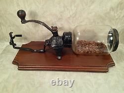 Vintage W H Company Coffee Grinder on Wall Plate