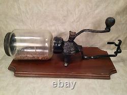 Vintage W H Company Coffee Grinder on Wall Plate