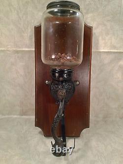 Vintage W H Company Coffee Grinder on Wall Plate