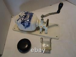 Vintage Wall mounted Coffee Grinder W. Germany Blue Delft Windmill Porcelain