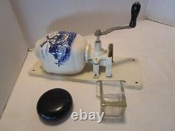 Vintage Wall mounted Coffee Grinder W. Germany Blue Delft Windmill Porcelain