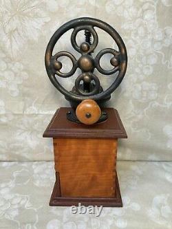 Vintage Wood & Iron Coffee Grinder No Maker Name