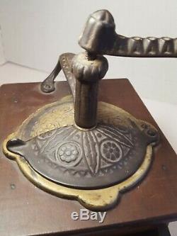 Vintage Wood & Metal Antique Hand Crank Coffee Grinder WithOrg. Tin & Wood Cup