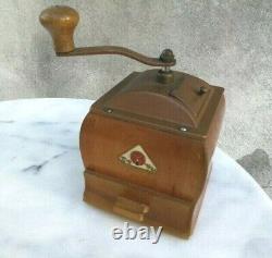 Vintage Wood Wooden Coffee Mill / Grinder Spice By DeVe DE VE Made in Holland