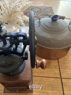 Vintage Wood and Iron Manual Coffee Grinder No Maker Name Drawer