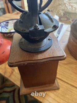 Vintage Wood and Iron Manual Coffee Grinder No Maker Name Drawer