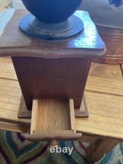 Vintage Wood and Iron Manual Coffee Grinder No Maker Name Drawer