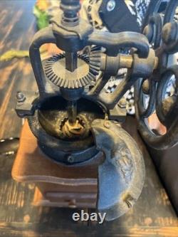 Vintage Wood and Iron Manual Coffee Grinder No Maker Name Drawer