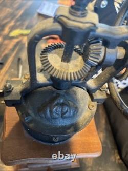 Vintage Wood and Iron Manual Coffee Grinder No Maker Name Drawer