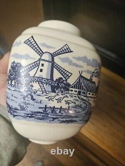 Vintage Zassenhaus Porcelain Blue Delft Coffee Grinder Wall Mount Germany