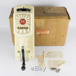 Vintage coffee grinder Dutch Douwe Egberts wall hand crank coffee mill with box