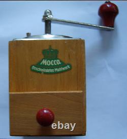 Vintage old german coffee wood grinder mill Germany Mocca Mahlwerk