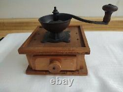 Vintage wood/cast iron coffee grinder, 1800's