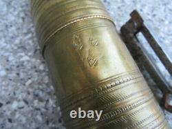 Vtg Antique 19c. Ottoman Turkish Brass Bronze Coffee MILL Grinder Maker Marked