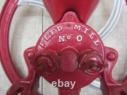 Vtg Antique Cast Iron Coffee Grinder Hand Crank Belt Grain Feed MILL Wilson Bros