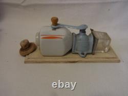 Wall Coffee Grinder China Wood Glass Metal Antique German for Dollhouse #E