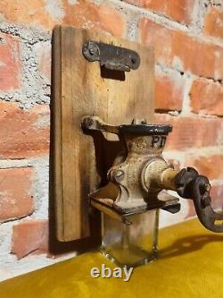 Wall hanging rustic coffee grinder, unique and rare primitive coffee grinder