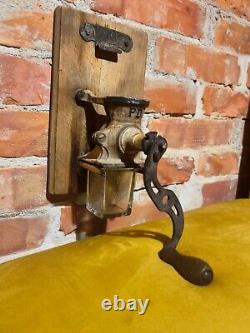 Wall hanging rustic coffee grinder, unique and rare primitive coffee grinder