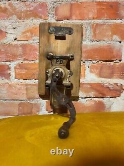 Wall hanging rustic coffee grinder, unique and rare primitive coffee grinder