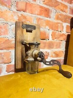 Wall hanging rustic coffee grinder, unique and rare primitive coffee grinder