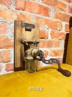 Wall hanging rustic coffee grinder, unique and rare primitive coffee grinder
