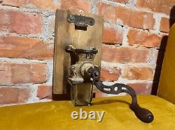 Wall hanging rustic coffee grinder, unique and rare primitive coffee grinder