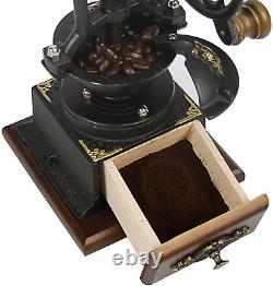 Wood Vintage Antique Coffee Bean Grinder Mill Windmill Hand Crank Manual