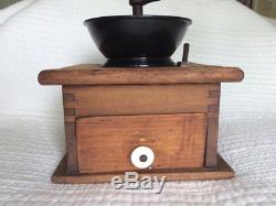 Wooden Coffee Grinder, hand-crank, antique