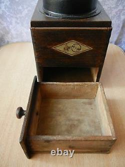 Wooden Table Box Coffee mill Grinder Model KTM Antique Vintage Old Rare